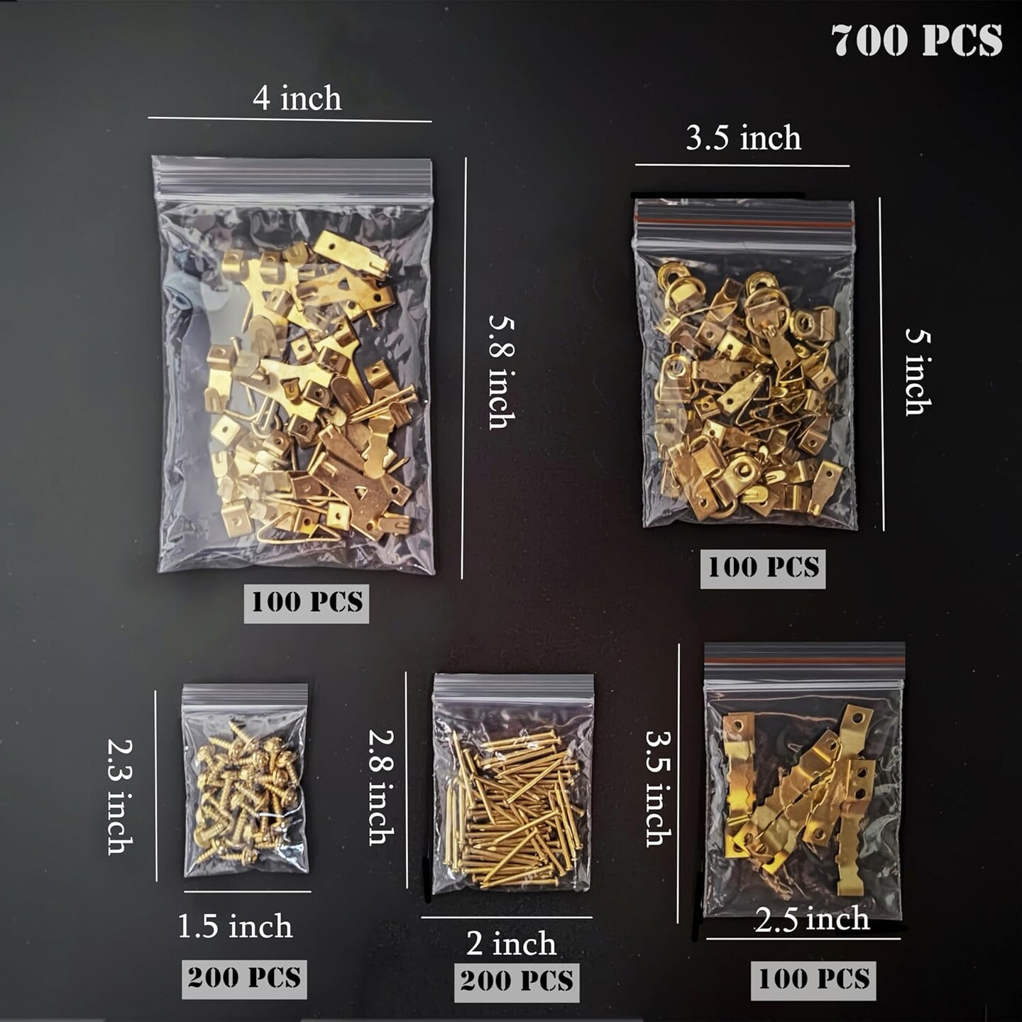 700 Pack Poly Zipper Bags,5 Different Size Small Craft Plastic Bags,Clear Reusable Ziplock Bags Storage for Bead,Jewelry,Candy