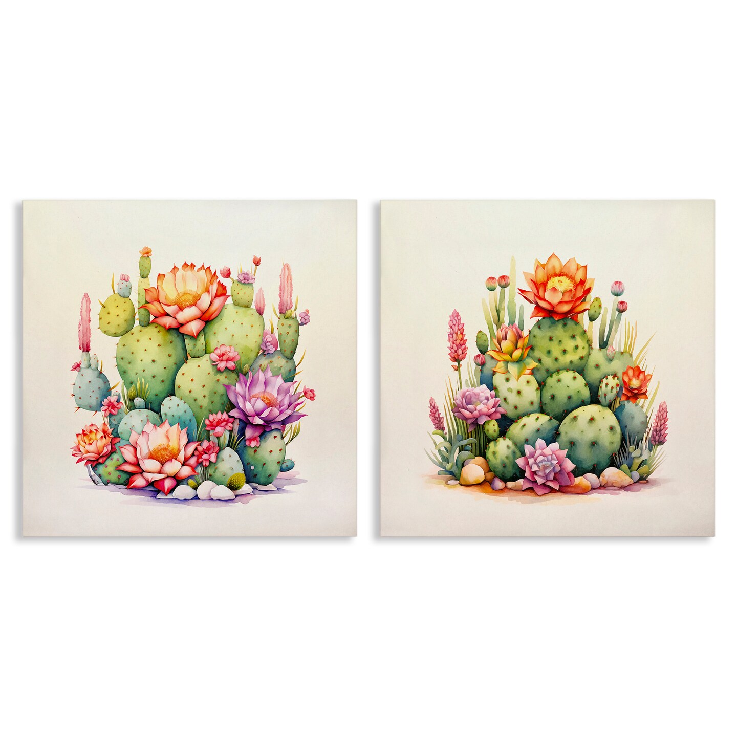 Stupell Industries Desert Spring Cactus Flowers 2 pc Canvas Wall Art Set Design by Andrea Haase