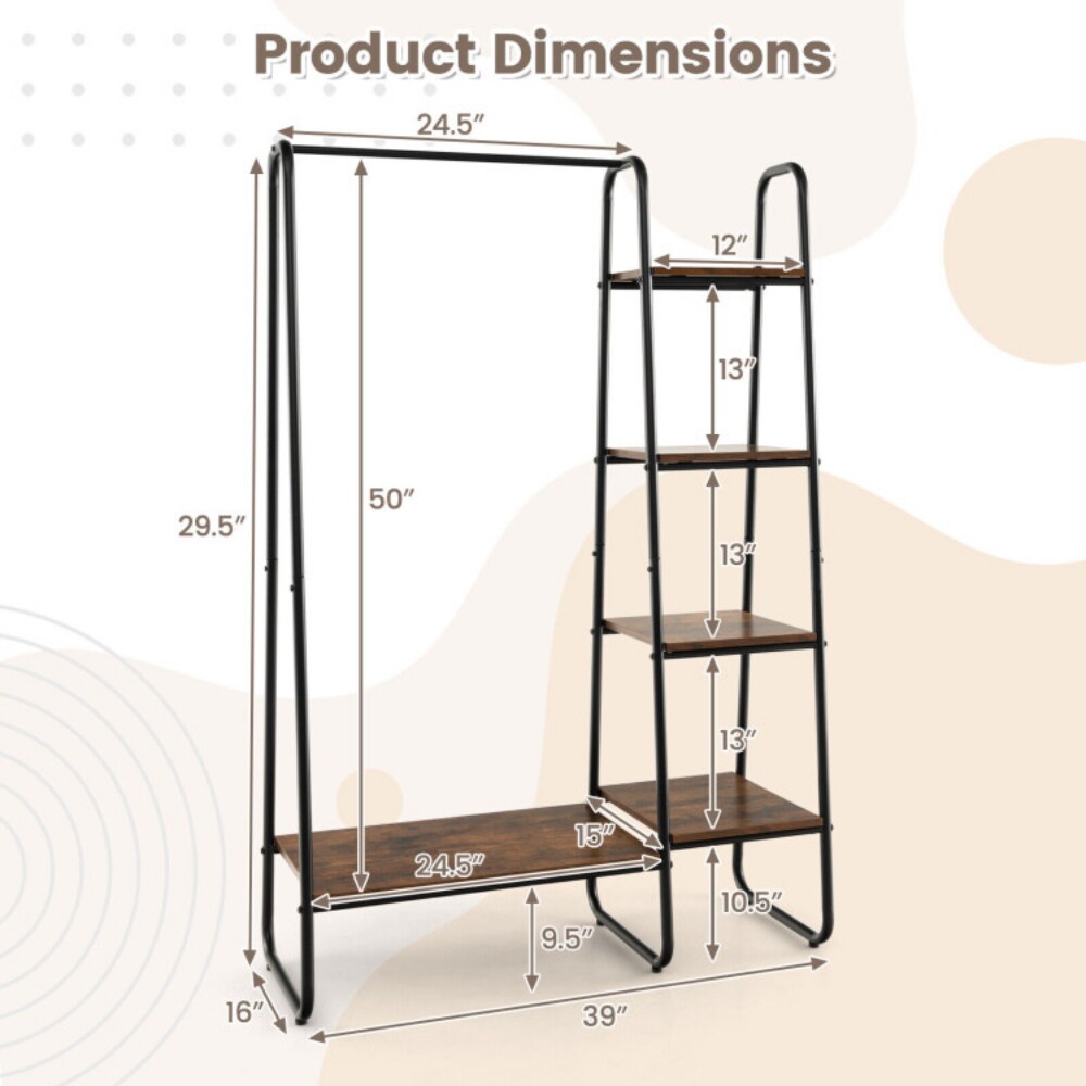 Clothes Rack Free Standing Storage Tower with Metal Frame Suitable for Various Place