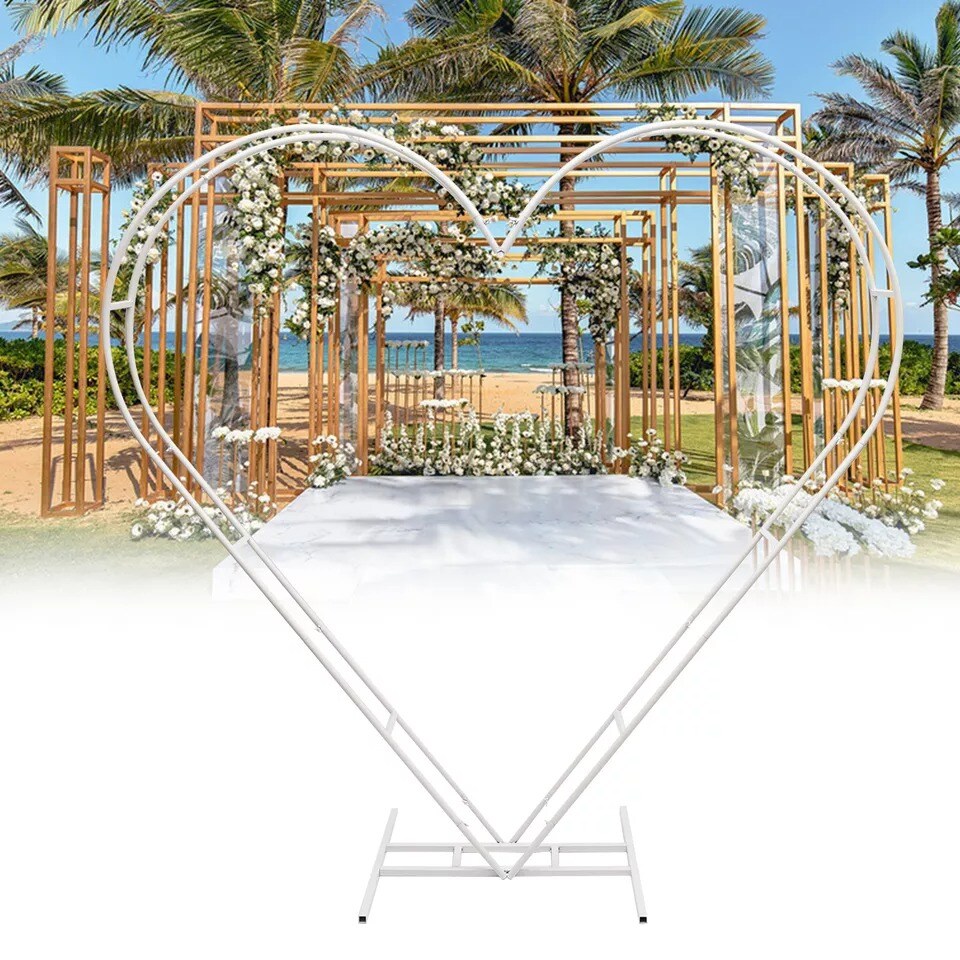 White Heart-Shaped Metal Wedding Arch Wedding Backdrop Arch for Birthday, Party