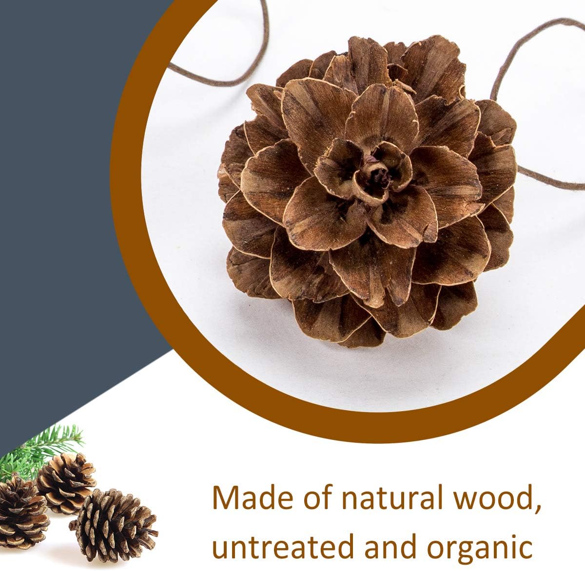 40 Pcs Natural Mini Christmas Pine Cones - Tiny Pinecones for Crafts, Bulk Pine Cones Ornaments with Strings