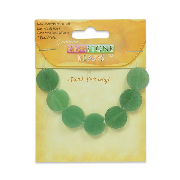 New Jade Disk Beads - 15mm - 7 pcs.