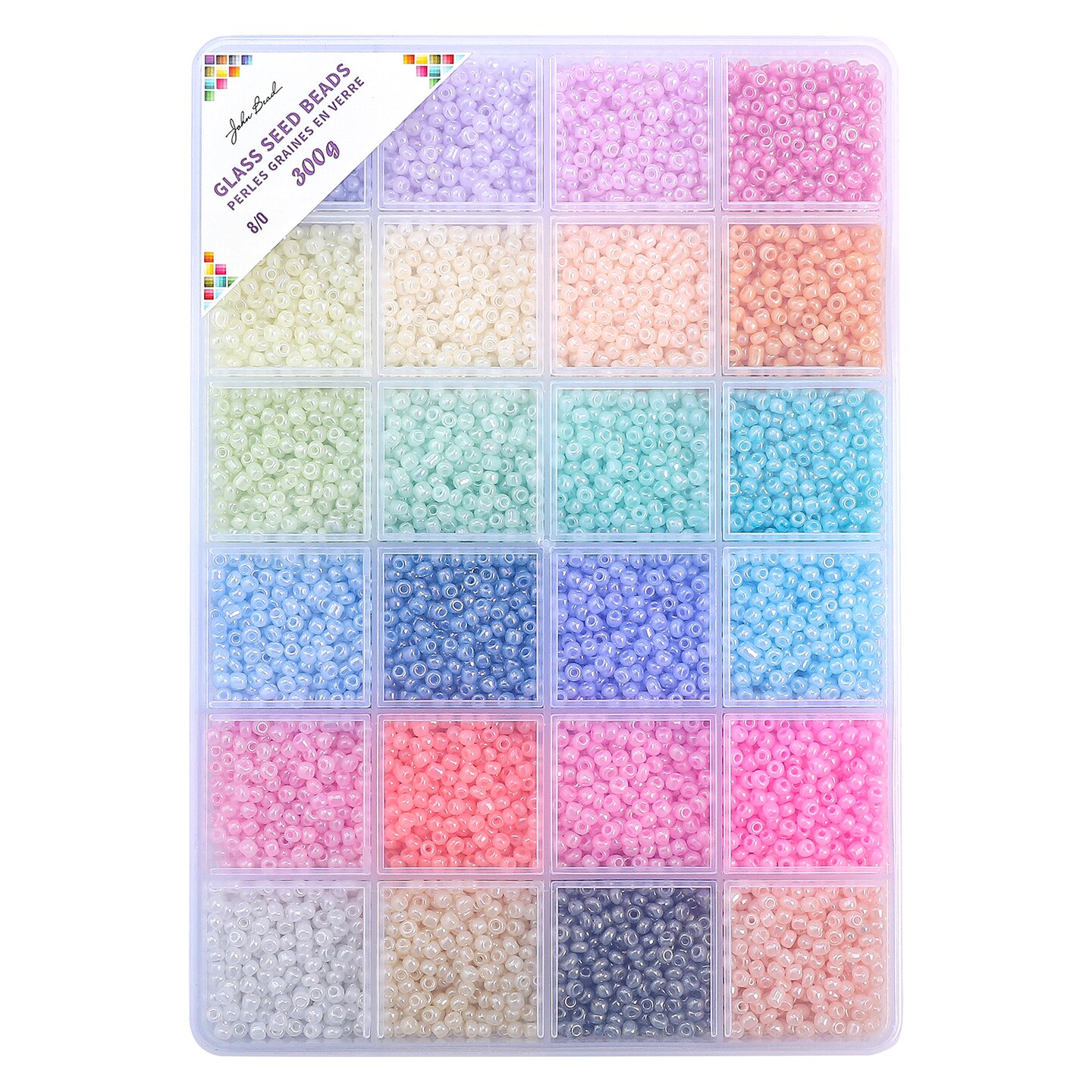 John Bead 12500pcs Assorted 24 Colors Glass Seed Beads 8/0 Jewelry Making Bead Box