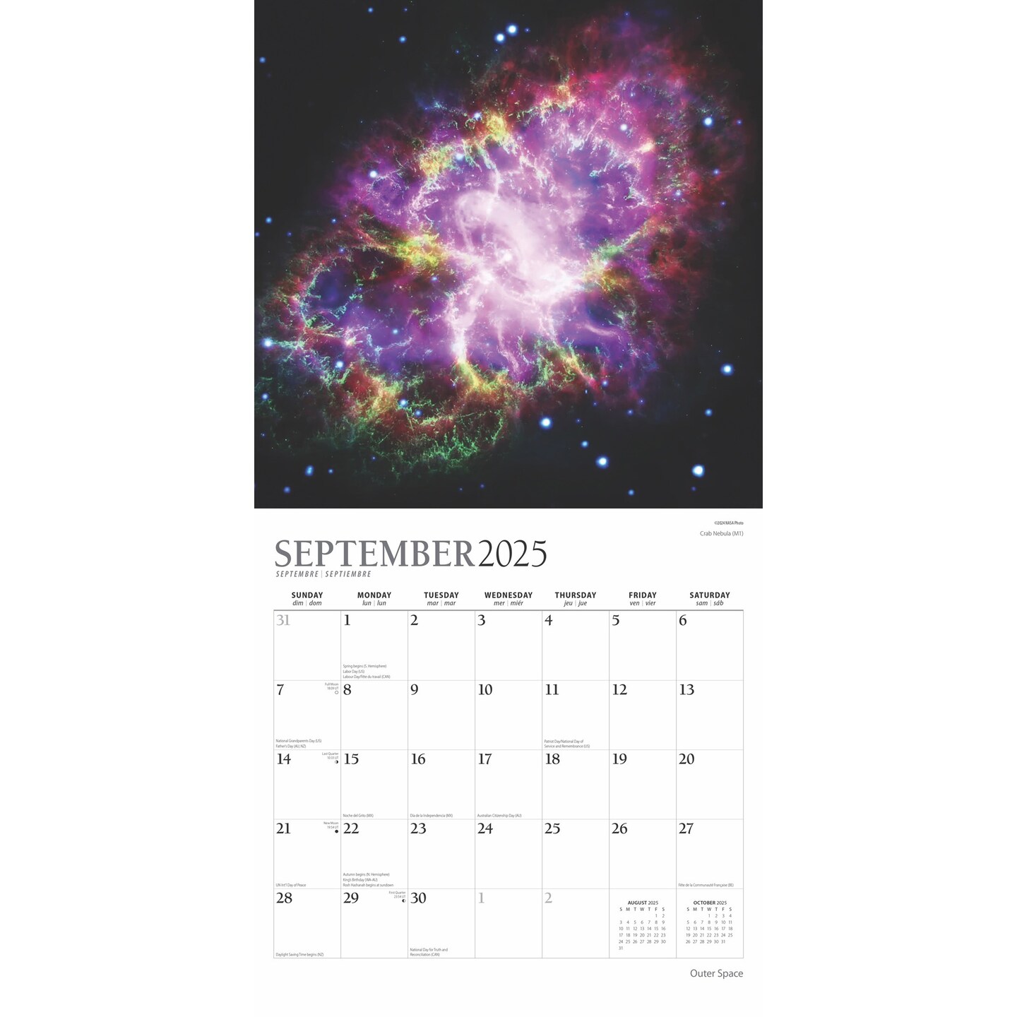 Outer Space | 2025 12 x 24 Inch Monthly Square Wall Calendar | Foil Stamped Cover | Plato | Universe Cosmos Inspiration