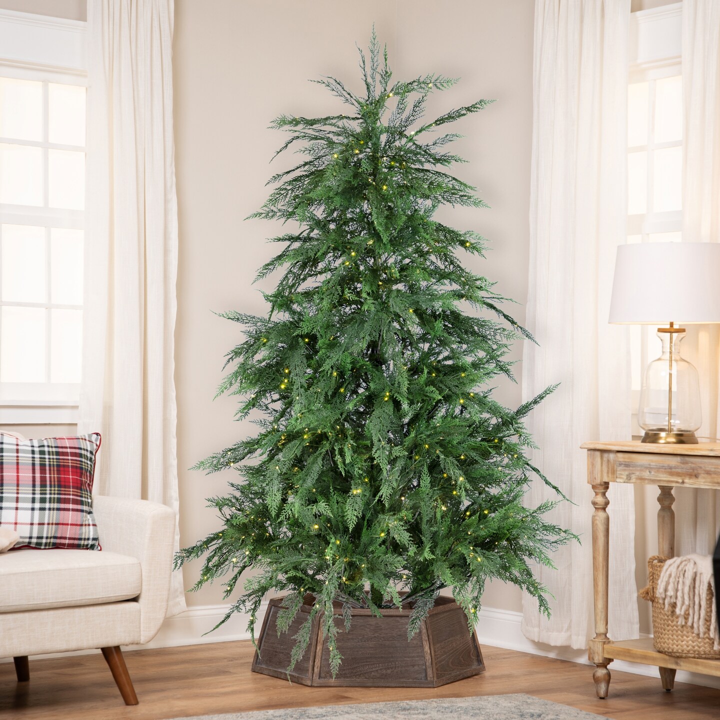 Northlight Pre-Lit Medium Weeping Cedar IPT Artificial Christmas Tree - 6.5' - Dual Color LED Lights