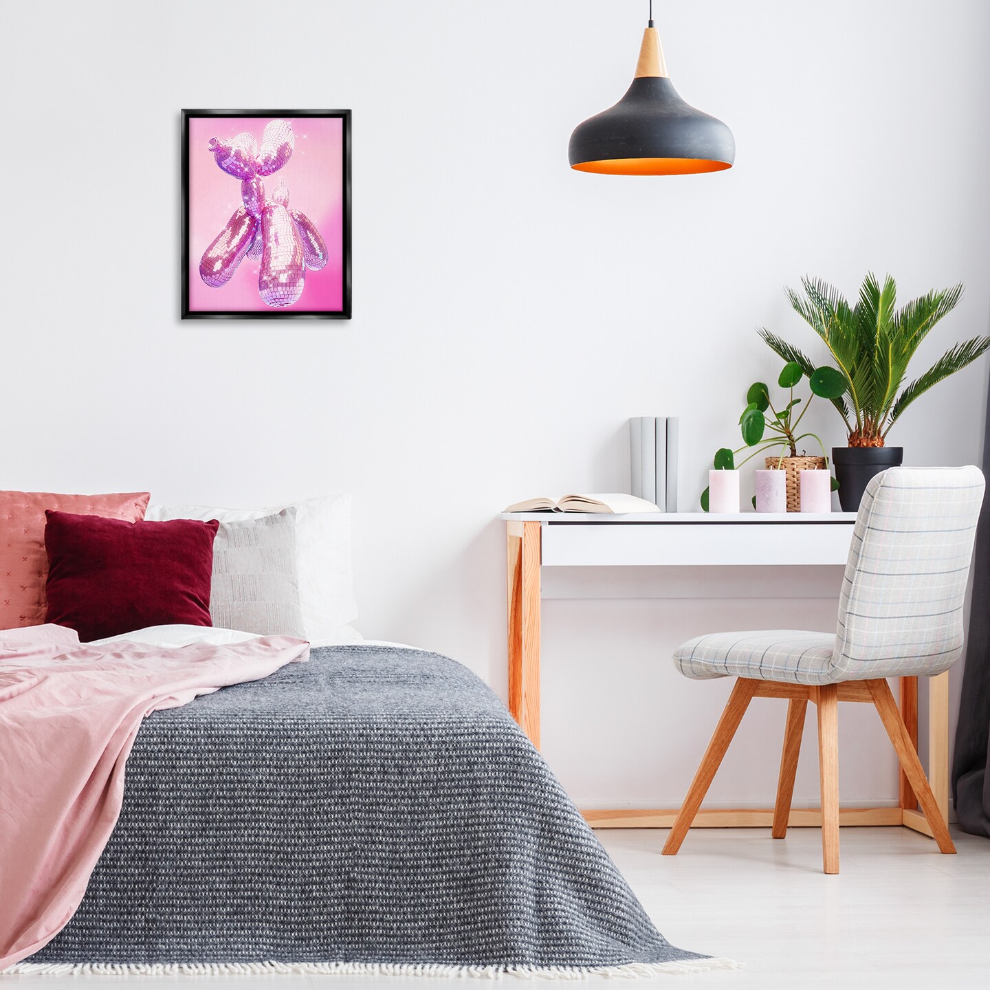 Stupell Industries Balloon Dog Disco Ball Framed Floater Canvas Wall Art Design by Ziwei Li