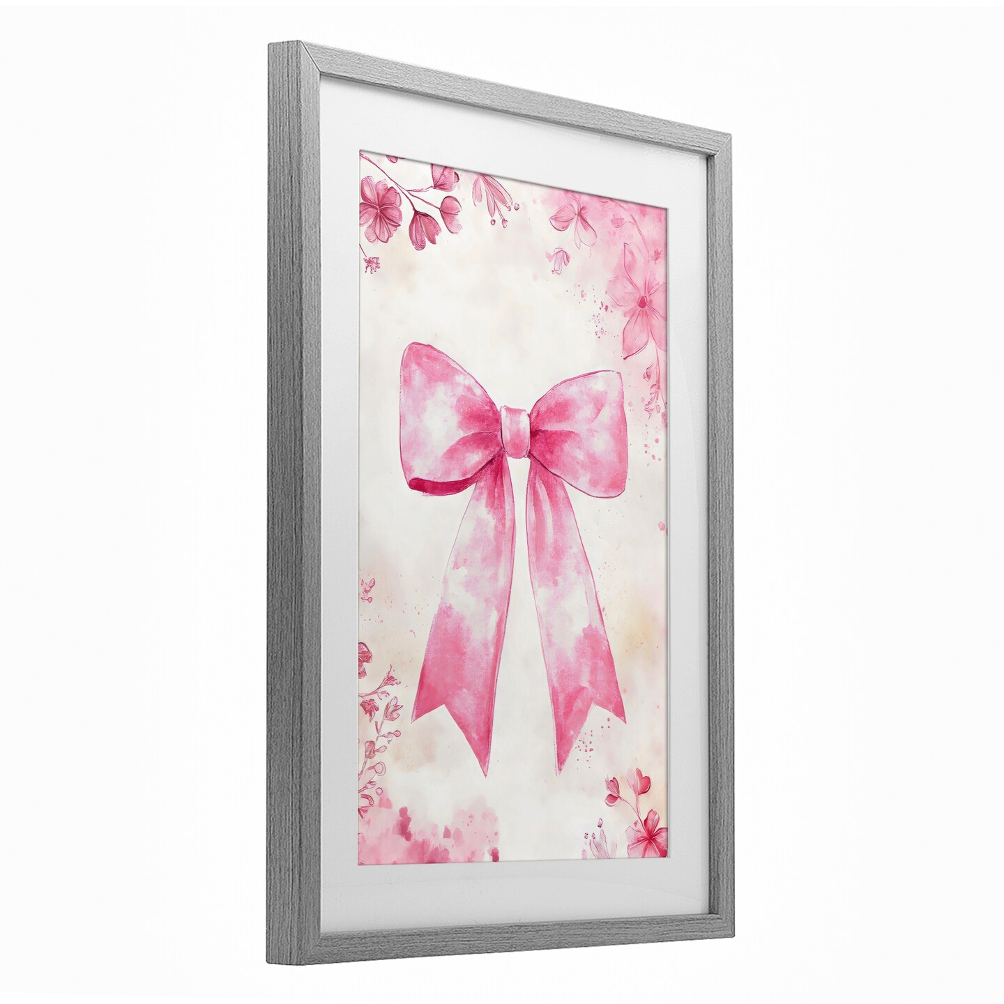 Stupell Industries Whimsical Floral Bow Pink & Beige Framed Print Under Glass, design by Creative Studio