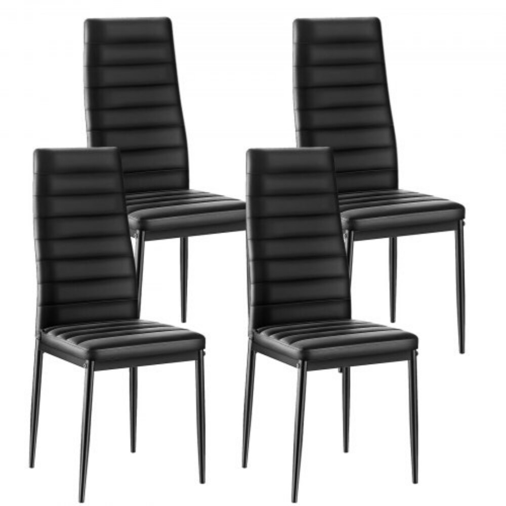 Metal Dining Chairs with Cushioned Seat, PVC Leather and Ergonomic Design