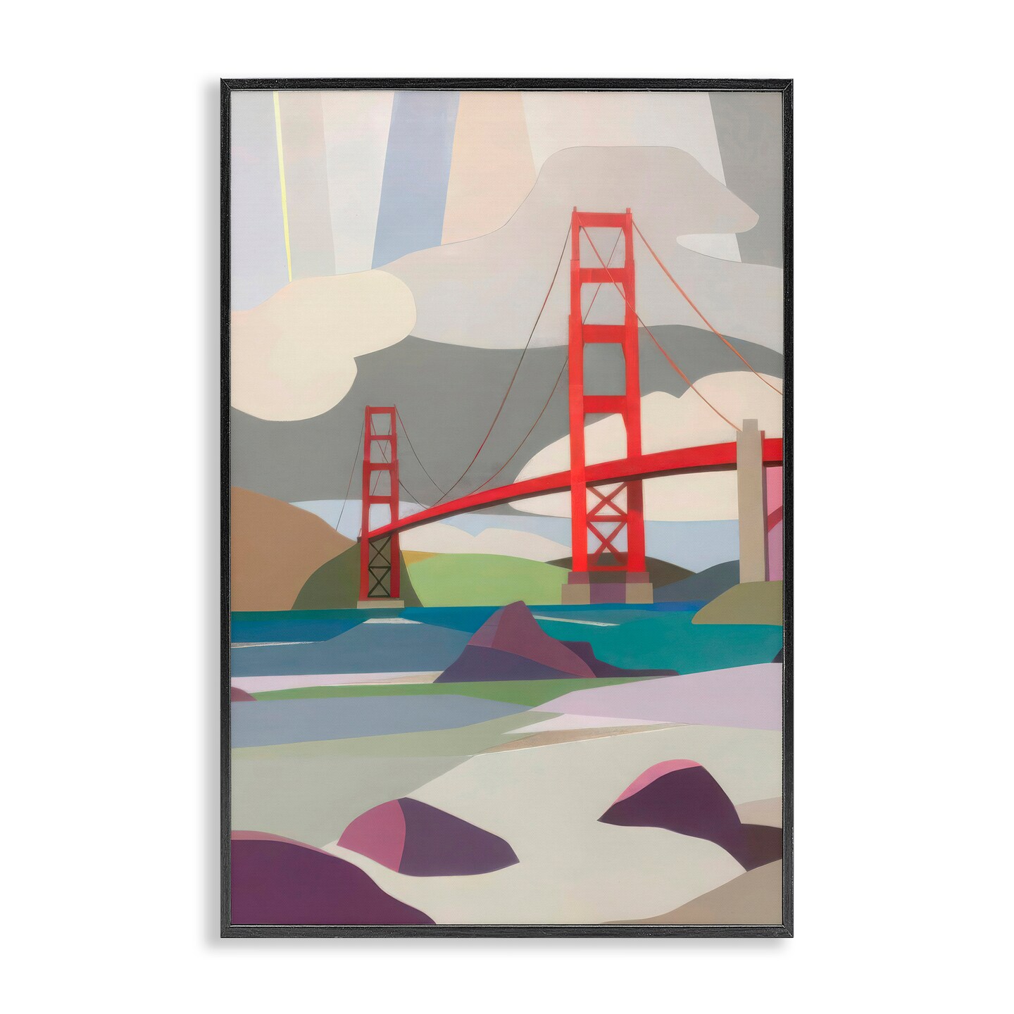 Stupell Industries Golden Gate Bridge Architecture Framed Giclee, design by Melba Browne