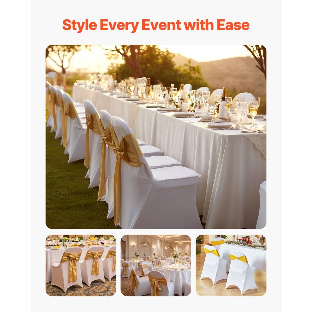 150 Pack Stretch Chair Covers for Folding Chairs Polyester Spandex Wrinkle Resistant