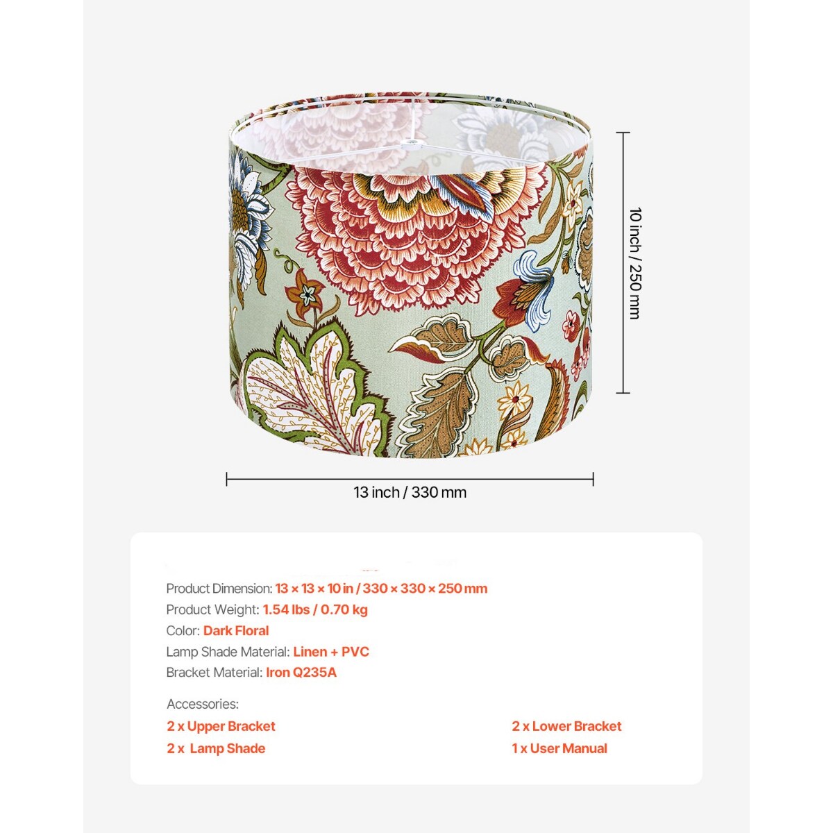 Medium Drum Lamp Shades Linen Replacement for Table Floor Pendant Lamps