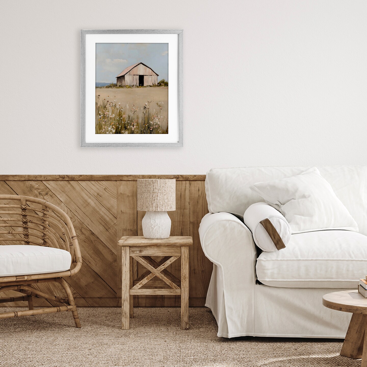 Stupell Industries Pretty Pink Barn Landscape Framed Print Under Glass, design by Franklyn Gregory