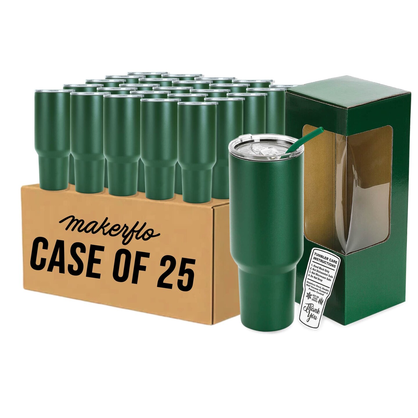 Makerflo 40 oz Powder Coated Tumbler with Sliding Splash & Leak Proof Lid and Handle Sold Separately, Ideal for Craft and Personalization (Laser Engraving, UV DTF, Epoxy, and Vinyl)