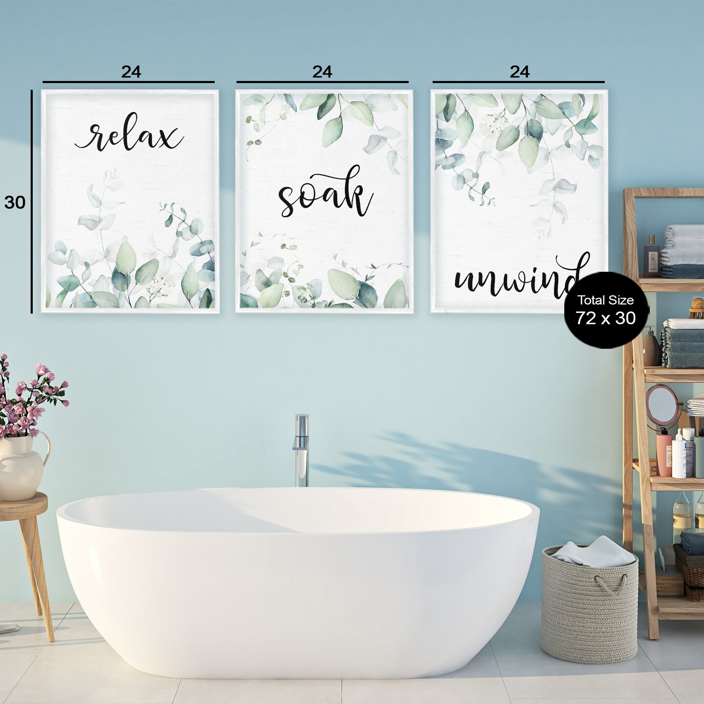 Stupell Industries Leafy Bathroom Herbs 3pc Framed Giclee Set, design by Lettered and Lined