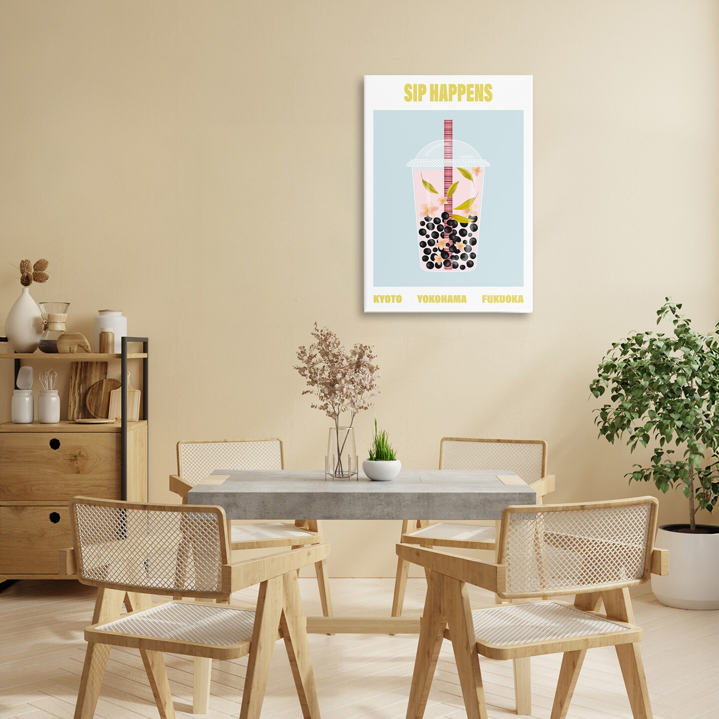 Stupell Industries Sip Happens Boba Tea Canvas, design by A Barefoot Stylist