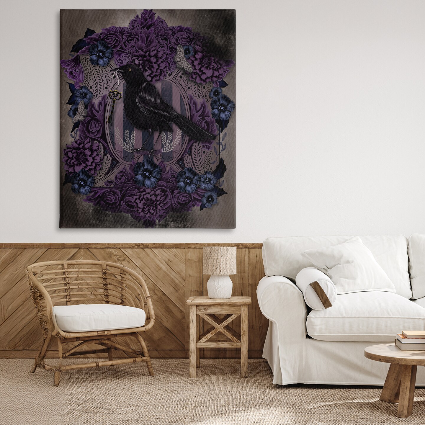 Stupell Industries Raven with Gothic Florals Canvas, design by Lori Mosley