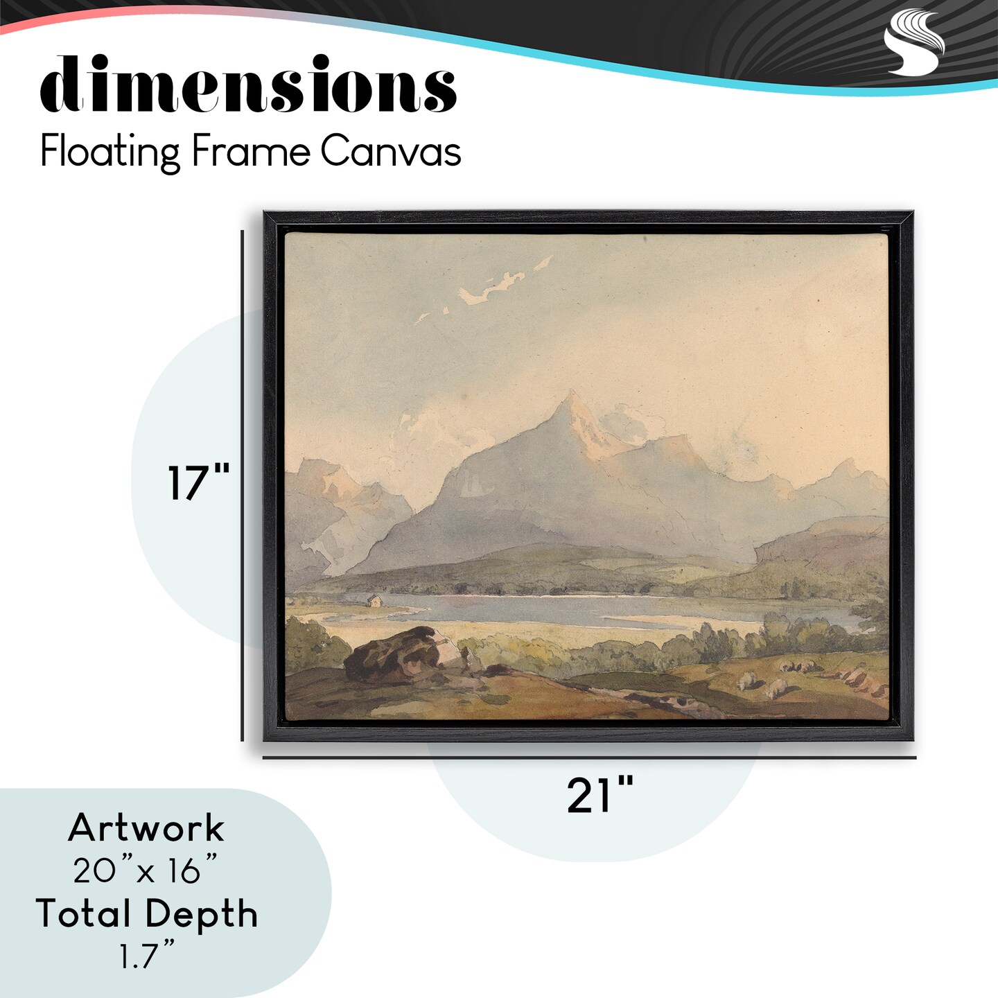 Stupell Industries Peaceful Hazy Mountains Floating Frame, design by Lettered and Lined