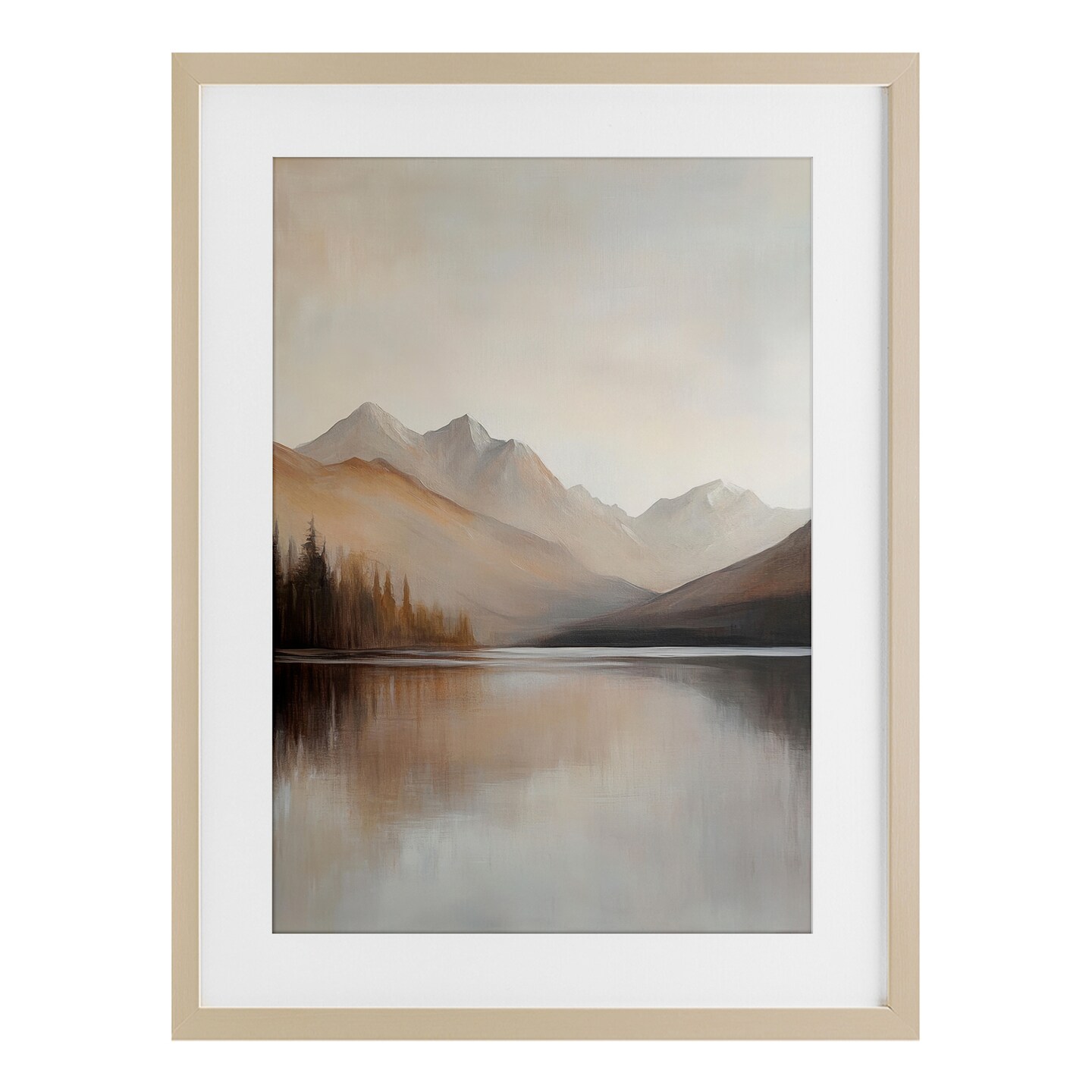 Stupell Industries Muted Lake Neutral Landscape Framed Print Under Glass, design by Petal Prints Design