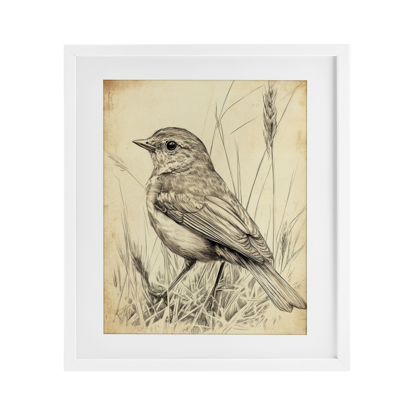 Stupell Industries Vintage Small Sketched Bird Framed Print Under Glass, design by Petal Prints Design