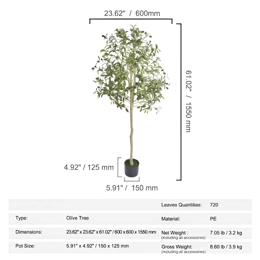 Artificial Olive Tree Tall Faux Potted Plant for Home Office Indoor Outdoor Decor