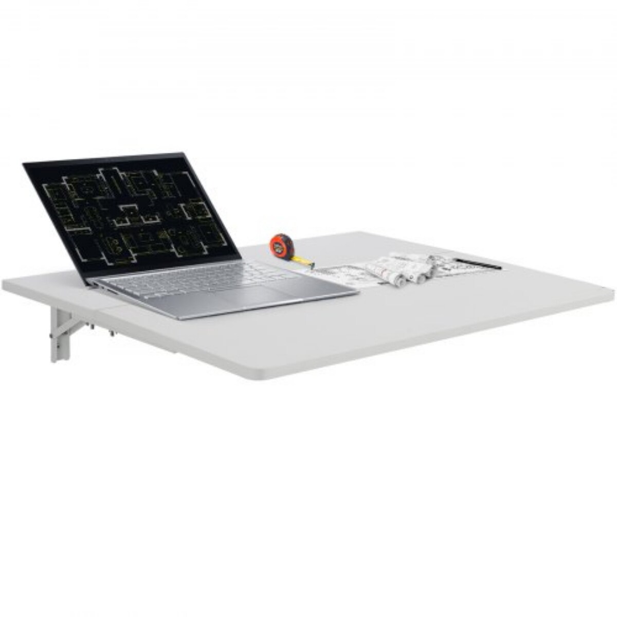 Wall Mount Foldable Desk Floating Table with Iron Bracket for Small Spaces White