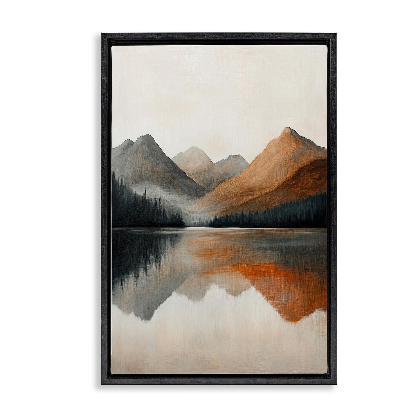 Terracotta Reflection Abstract Landscape Floating Frame Canvas Art