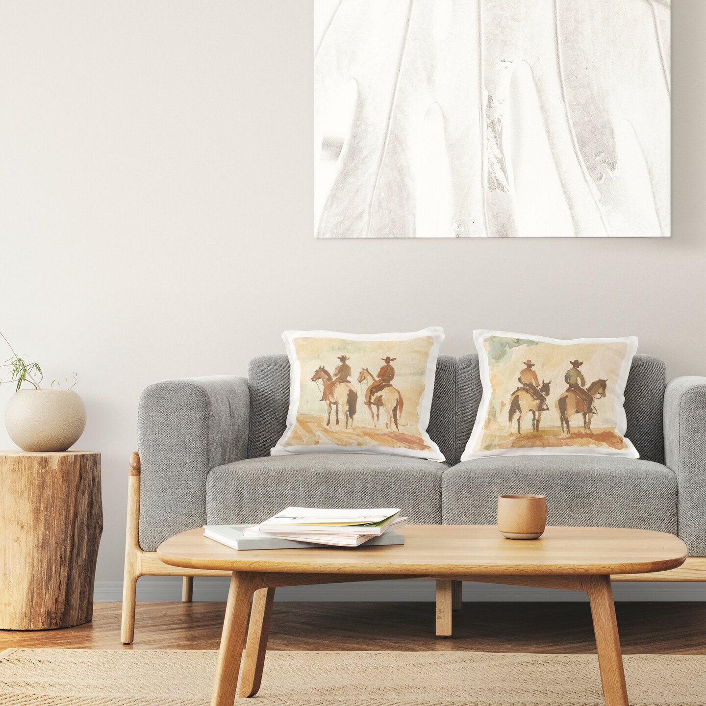 Stupell Industries Western Watercolor Cowboy Pairs 2 Piece Decorative Printed Throw Pillow Set, design by Petal Prints Design, 18 x 7 x 18