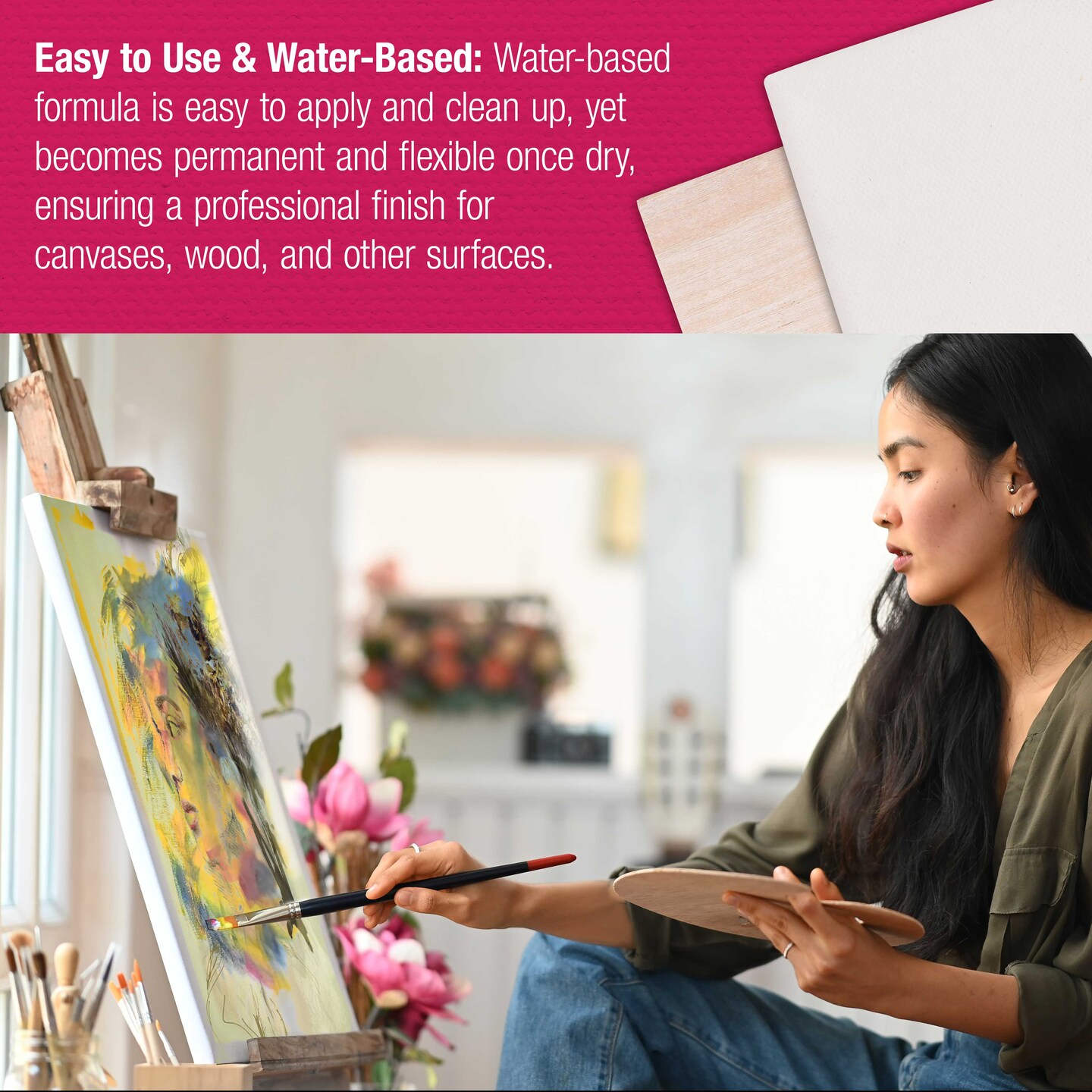 Clear Gesso Primer (16oz) for Oil &#x26; Acrylic Painting - Enhances Blending &#x26; Canvas Paint Prep - Mixable Clear Gesso Primer for Acrylic Painting