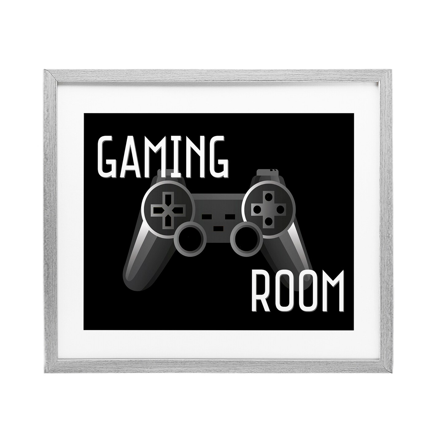 Stupell Industries Gaming Room Black Controller Framed Print Under Glass, design by Kim Allen