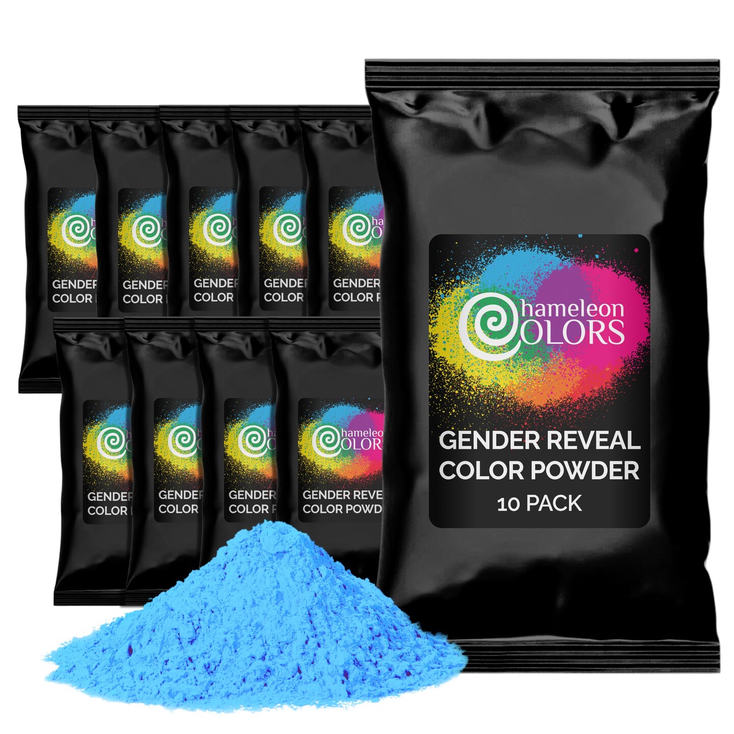 Blue Gender Reveal Powder | 70 Gram Blackout Packets | 10 Pack