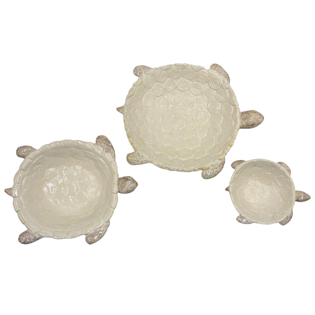 Transpac Set of 3 Ceramic Turtle Bowls Home Decor Spring Decorative Bowls for Unique Home Accents