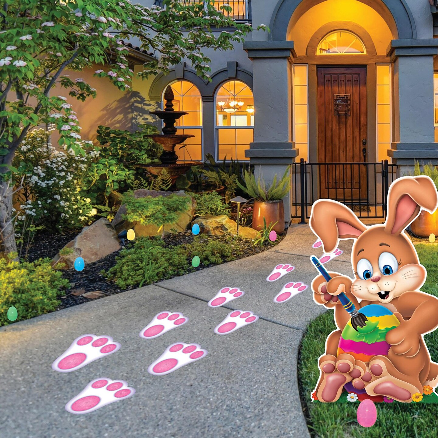144 Piece Beistle Easter Bunny Paw Prints Peel &#x27;N Place Clings