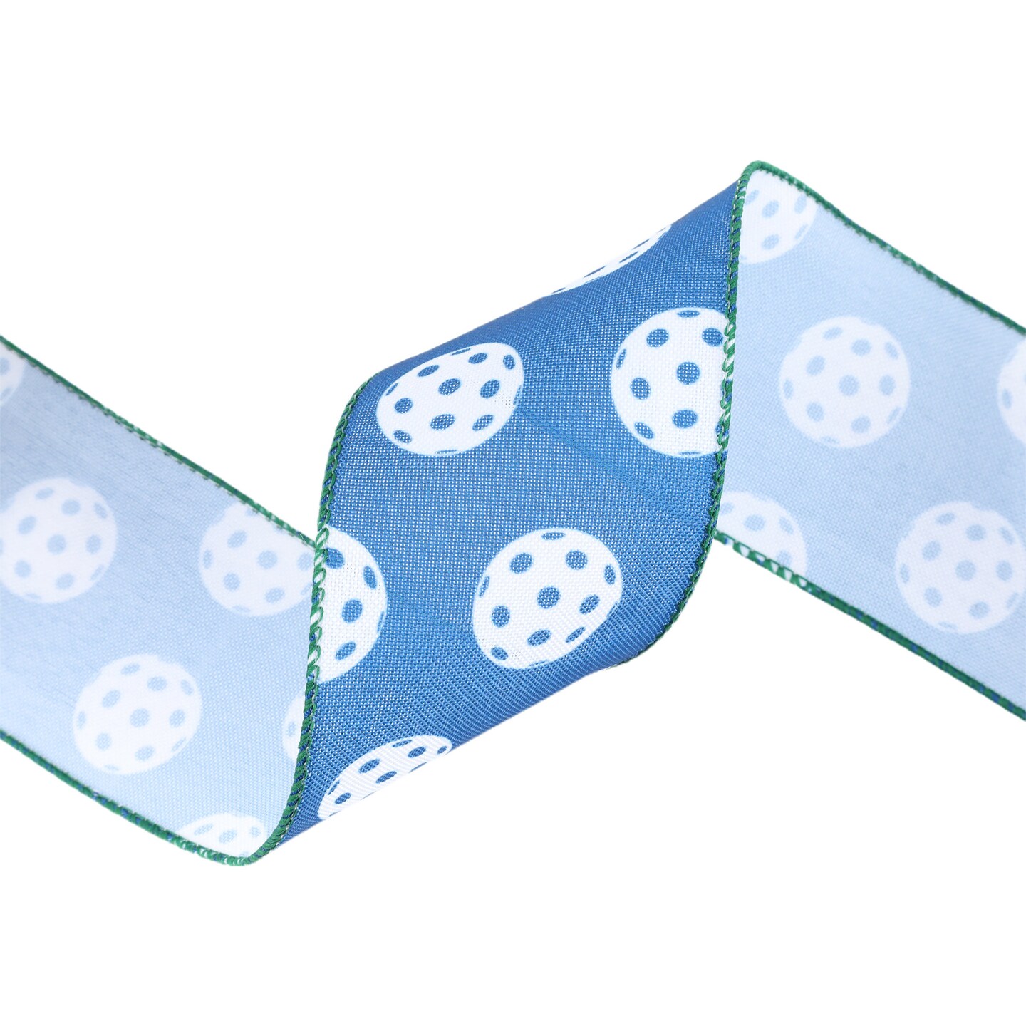 LaRibbons 2 1/2" Wired Ribbon | Pickle Balls on Blue Indoor | 10 Yard Roll