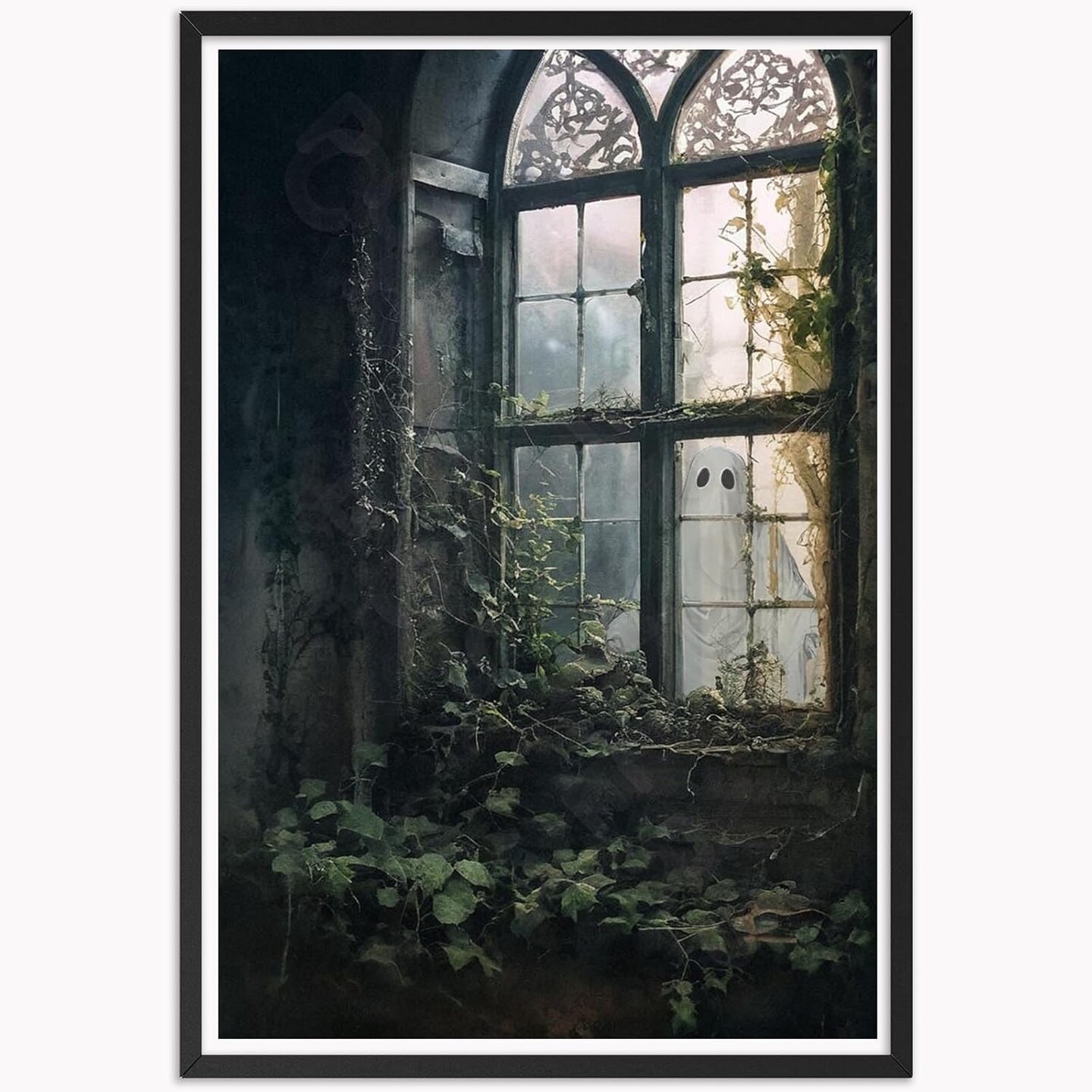 Vintage Halloween Wall Decor - 24L" x 16W" (Ghost Outside The Window-Unframed)