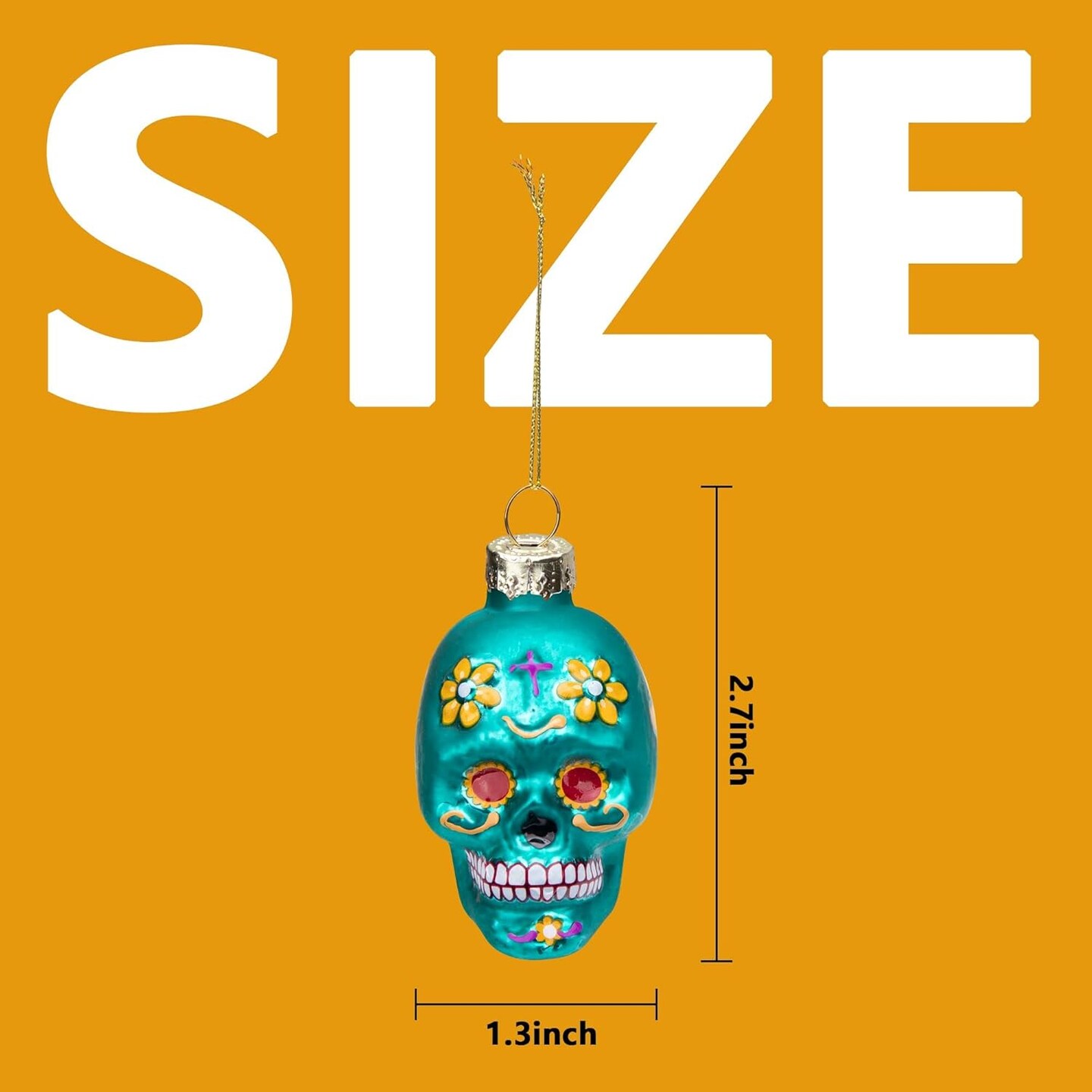 12pcs Day of The Dead Glass Sugar Skull Ornaments