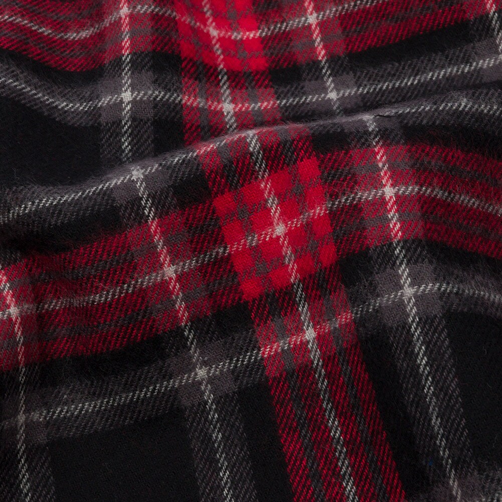 1 Yard Red and Black Plaid Cotton Flannel Fabric 56 inch Width