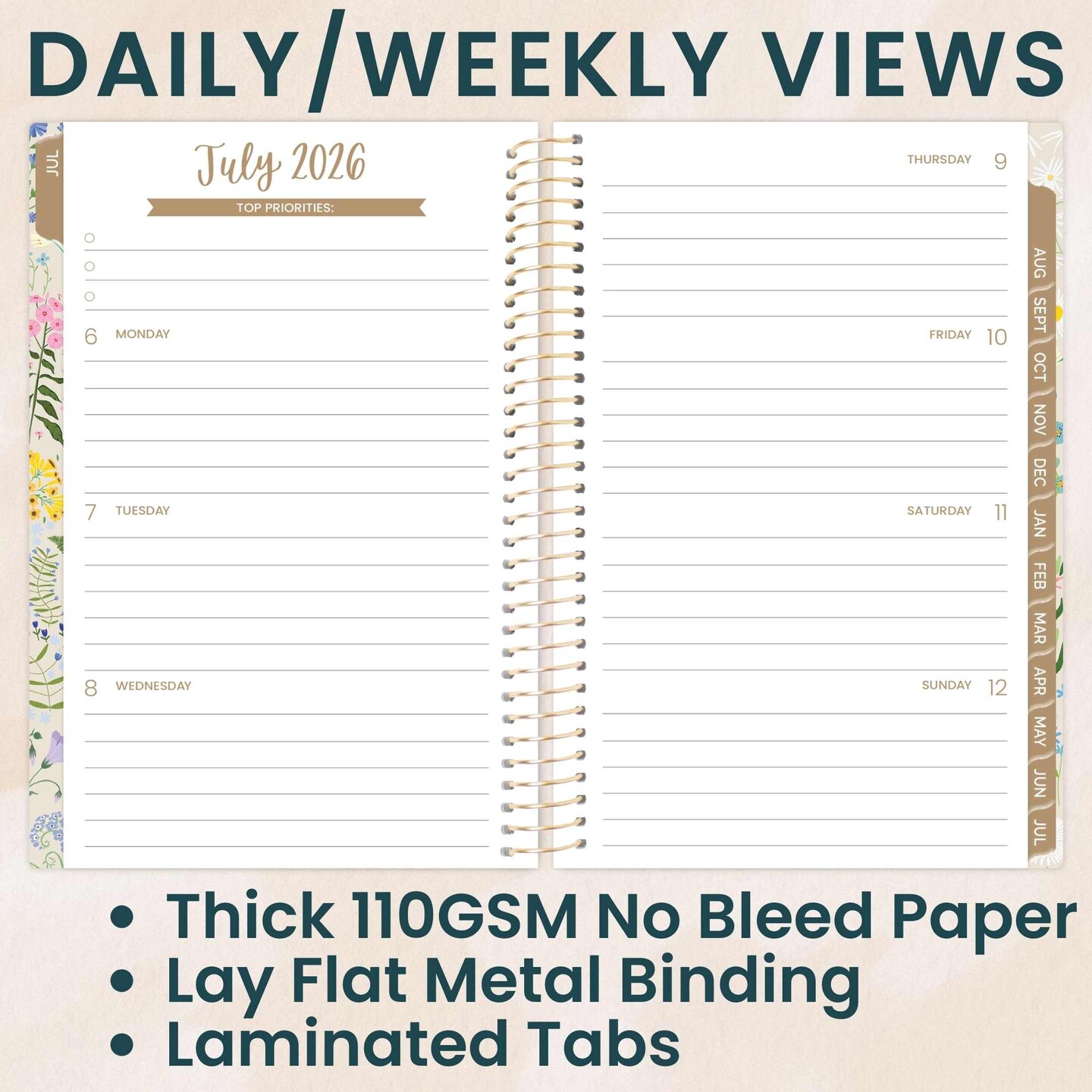 bloom daily planners 2026–2027 Academic Pocket Planner, 13 Month Monthly & Weekly, 4" x 6", Garden Party