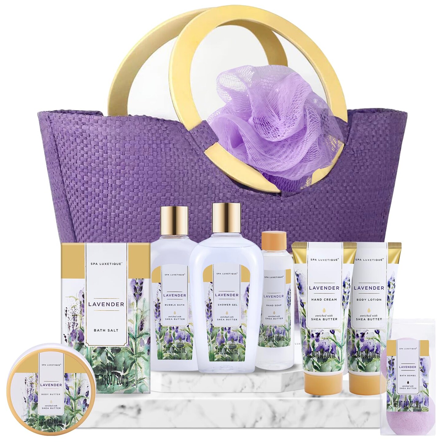 Gift Baskets for Women, Spa Gifts for Women-10pcs Lavender Gift Sets with Body Lotion, Bubble Bath, Relaxing Bath Sets for Women Gift, Birthday Gifts for Women, Mothers Day Gifts for Mom