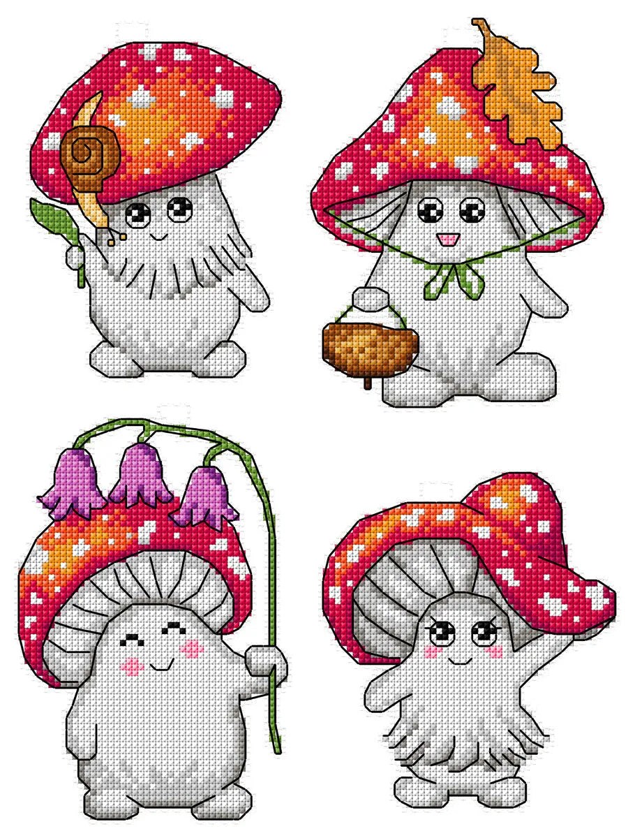 Toadstool Counted cross stitch kit with plastic canvas