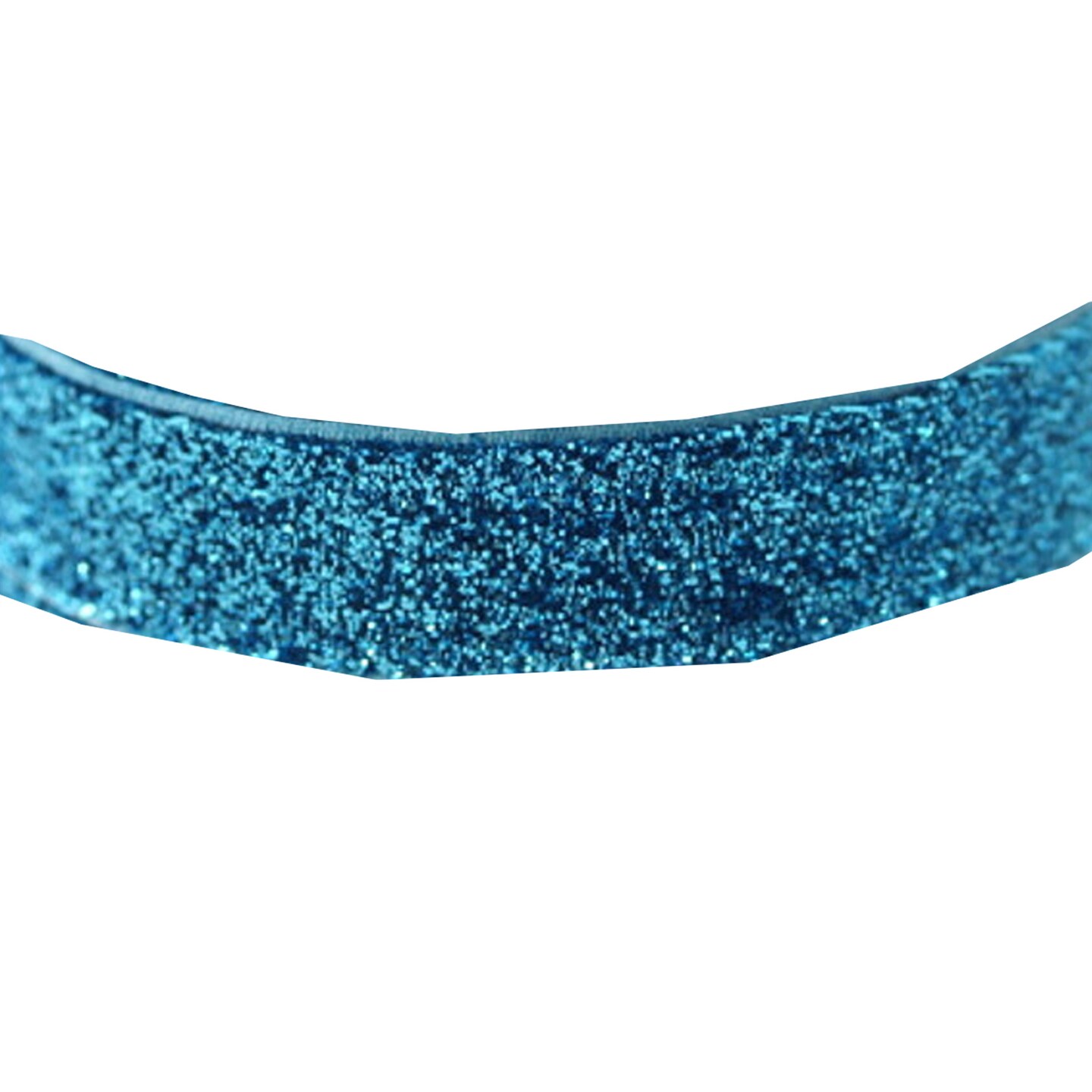 5/8" x 20 Yards Fold Over Elastic Stretch Turquoise Glitter Trim