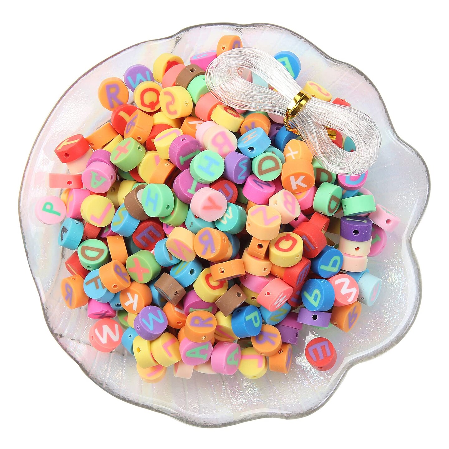 100pcs Colorful A-Z Polymer Clay Spacer Beads for Women Jewelry Making DIY Bracelet Necklace Hair Clip Accessories (Alphabet)