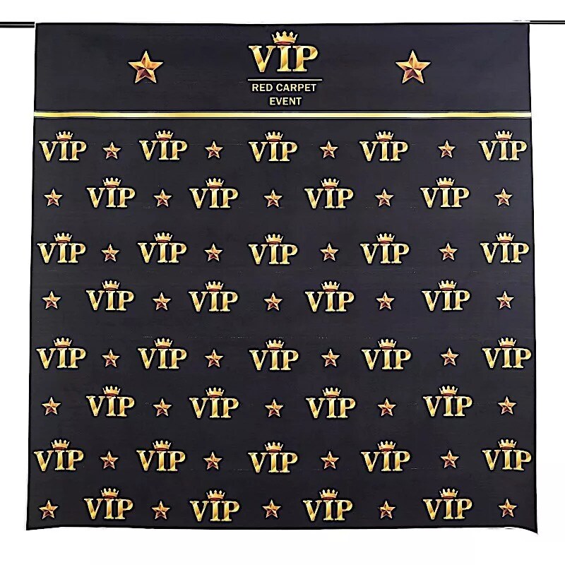 8 ft Gold VIP Crown Design Printed Vinyl Photo Backdrop Banner Party Decorations