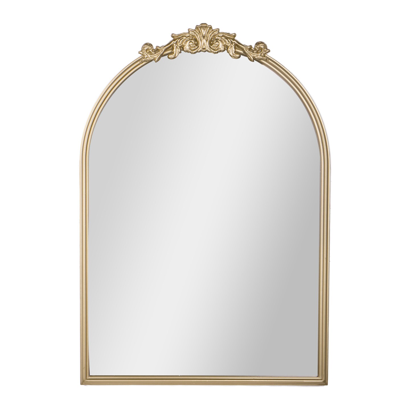 Emma and Oliver Monte Arched Wall Mirror with Baroque Style Detail, and Aluminum Backed Glass for Clarity for Entryways, Bathrooms &#x26; More