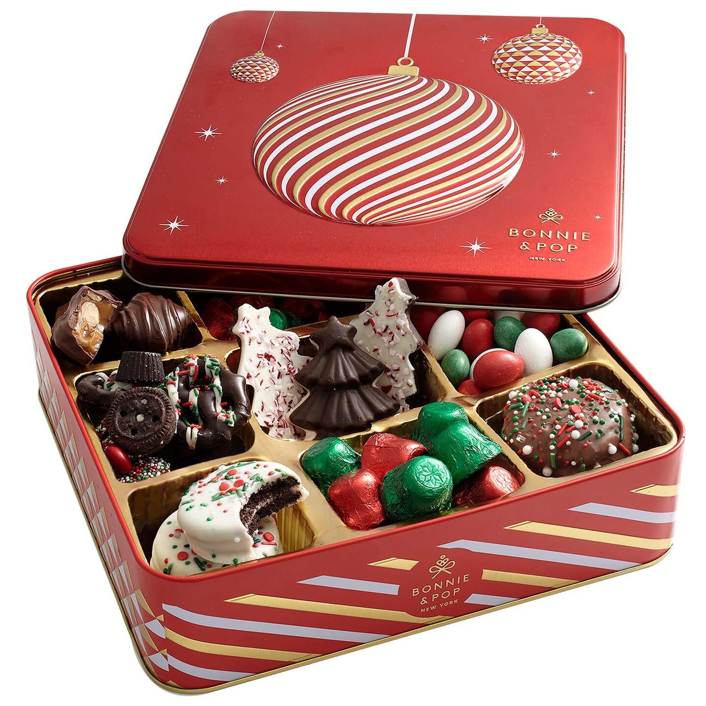 Holiday Gourmet Chocolate Candy Gift Basket with Keepsake Tray