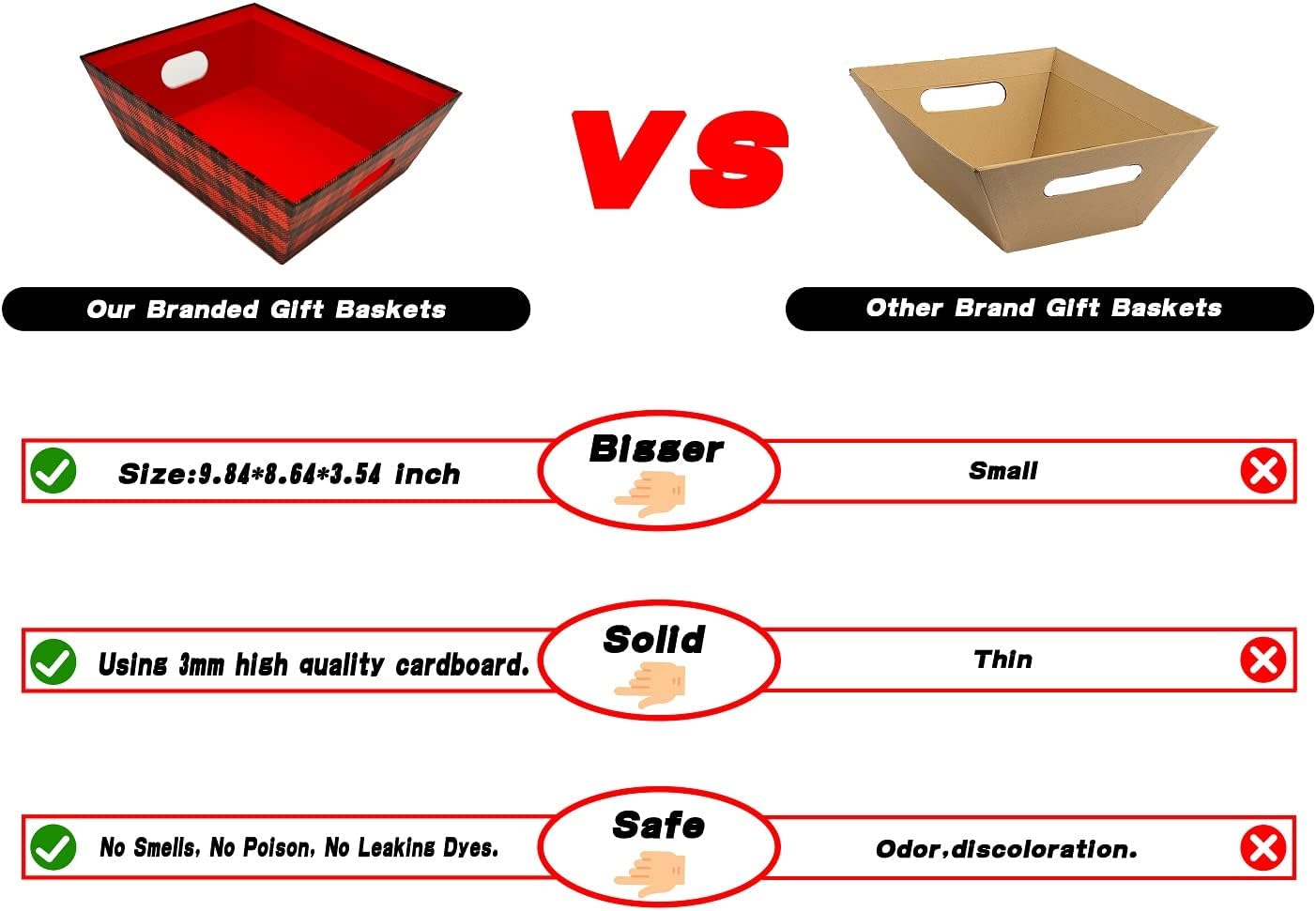 Basket For Gifts Empty, 5 PCS Sturdy Diy Bulk Gift Basket Kraft Market Tray Cardboard Basket With Handles, Gift Basket Kit Supplies Wrap To Fill For Valentines Christmas Weddings Anniversaries