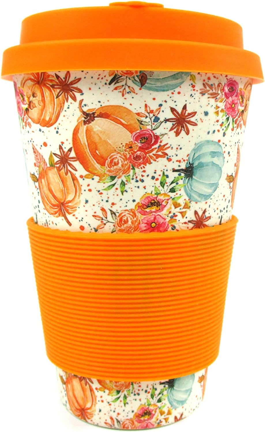 TINYMILLS Pumpkin Fall Harvest Travel Mug - 14 oz Eco-Friendly Reusable Plant Fiber Travel Mug