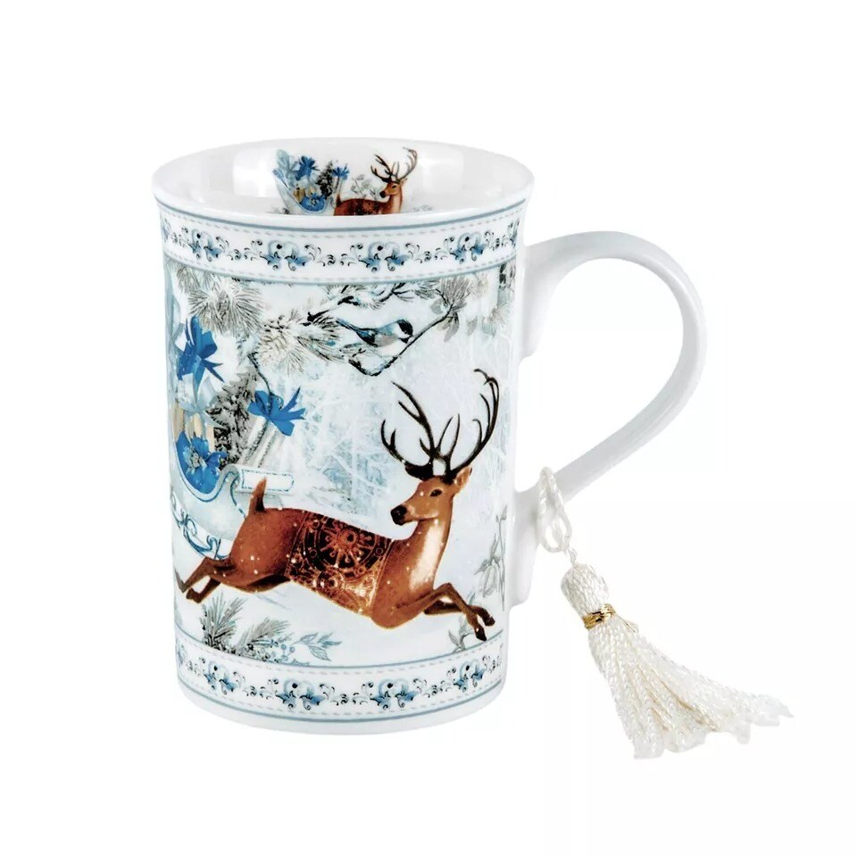 Deer Mug Bone China Christmas Tea Coffee Mug Winter Holidays Mug 10 oz