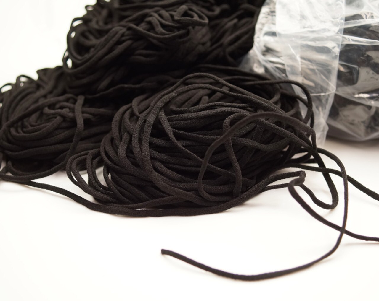 1/8&#x22; Black Rounded Knit Elastic Cord