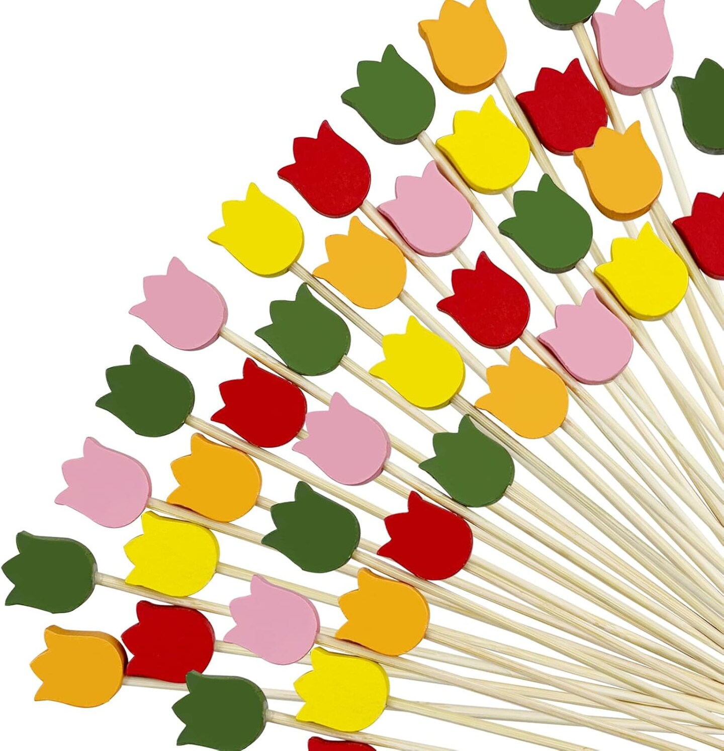 200Pcs Spring Cocktail Picks,Hello Spring Party Decorations, Spring Flower Toothpicks Daisy Sunflower Tulip Floral Decorative Toothpicks for Spring Party Drink Fruit Dessert Decoration,Tulip