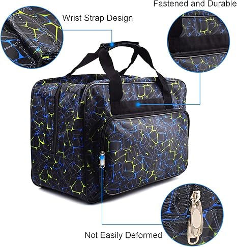 Black Sewing Machine Carrying Case,Universal Canvas Carry Tote Bag,Portable Padded Storage Dust Cover with Pockets for Sewing Machine